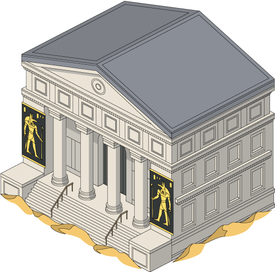 Building Quahog Ancient Museum - Museum Cartoon Png (695x546), Png Download