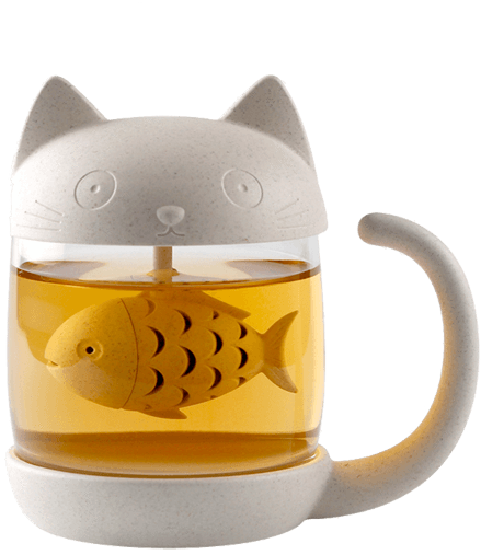 Kitty Tea Brewer Mug - Cat Tea Infuser Mug (590x590), Png Download