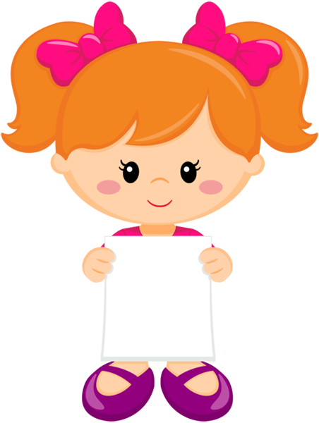 Girl W/pink Hair Bows School Clipart, Preschool Crafts, - Gafetes Preescolar Para Niña (452x600), Png Download