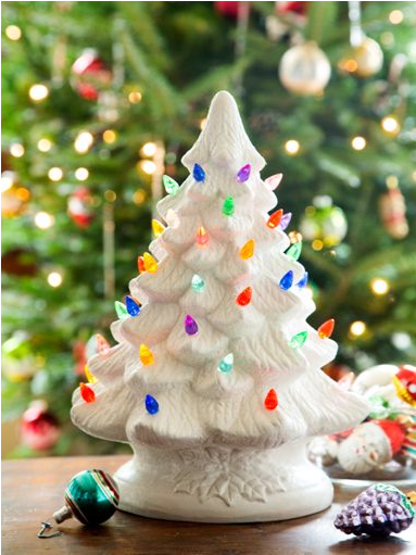 Vintage White Ceramic Christmas Tree With Illuminated - Christmas Decorations (510x510), Png Download