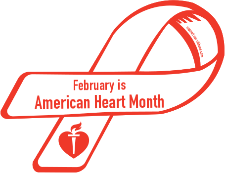 American Heart Month Ribbon (455x350), Png Download