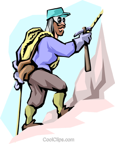 Mountain Climbers Royalty Free Vector Clip Art Illustration - Mountain Climb Clipart Transparent Background (382x480), Png Download