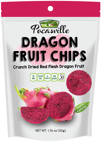 Dried Flesh Dragon Fruit - Pocas Dragon Fruit Chips (498x644), Png Download