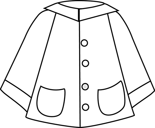 Rain - Clipart - Outline - Raincoat Clipart (500x413), Png Download
