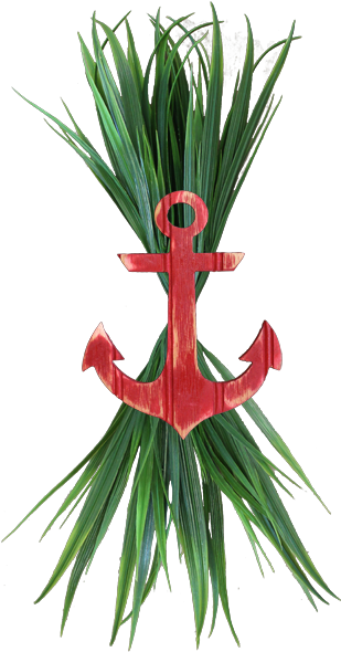 Large Red Anchor With Sea Grass - Sea (600x600), Png Download