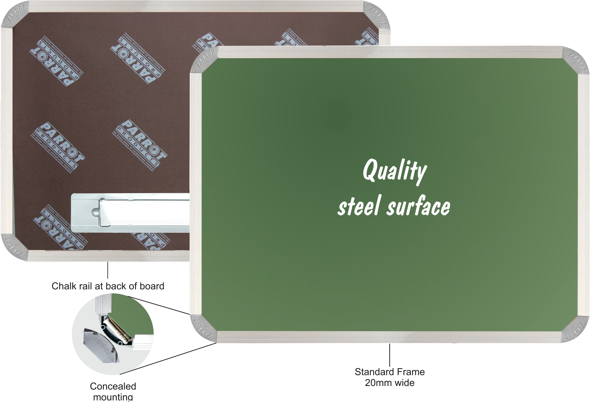 Magnetic Chalk Board Aluminium Frame - Parrot Products Parrot Chalk Board - Non Magnetic 1000 (2263x1502), Png Download