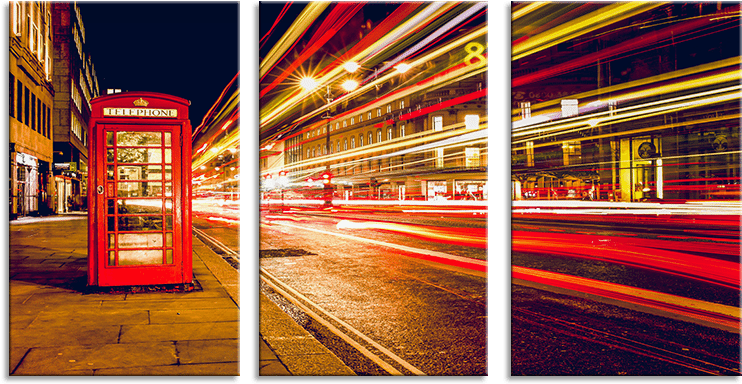 London 3 Panel Canvas Wall Art Light Trails - Wallprint London City Lights (800x601), Png Download