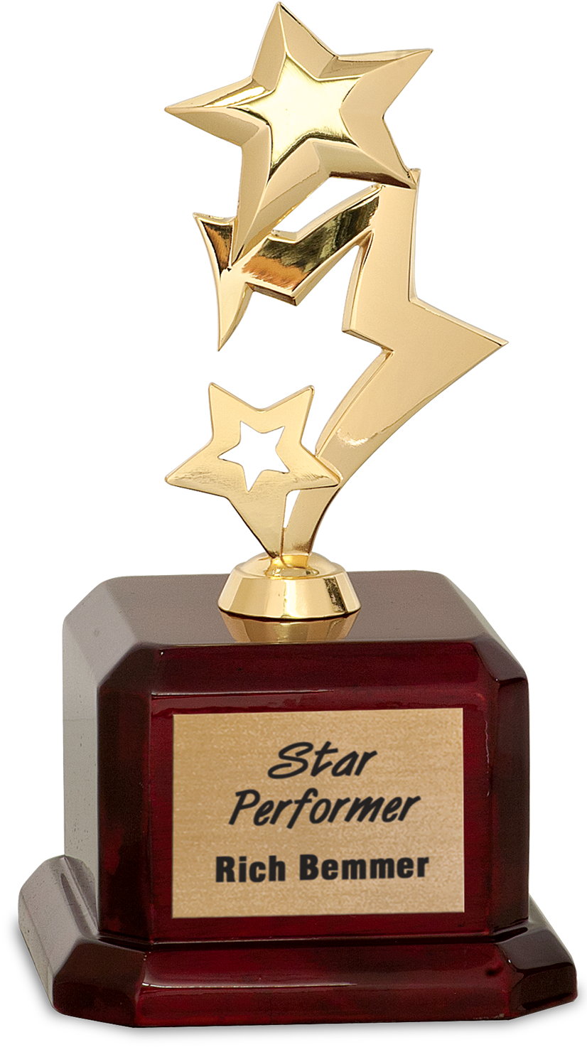 Star Performer Award - Trophy Awards Star (841x1500), Png Download