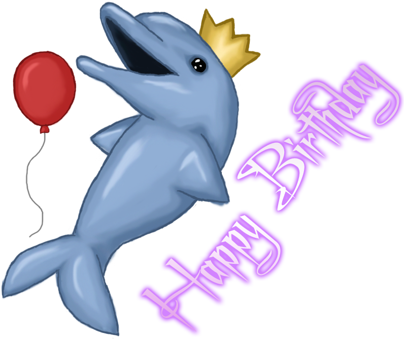Pink Dolphin Clip Art - Happy Birthday Dolphin Clipart (796x667), Png Download