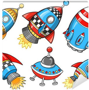Cute Super Rocket Vector Illustration Set Wall Mural - Rocket Clip Art (400x400), Png Download