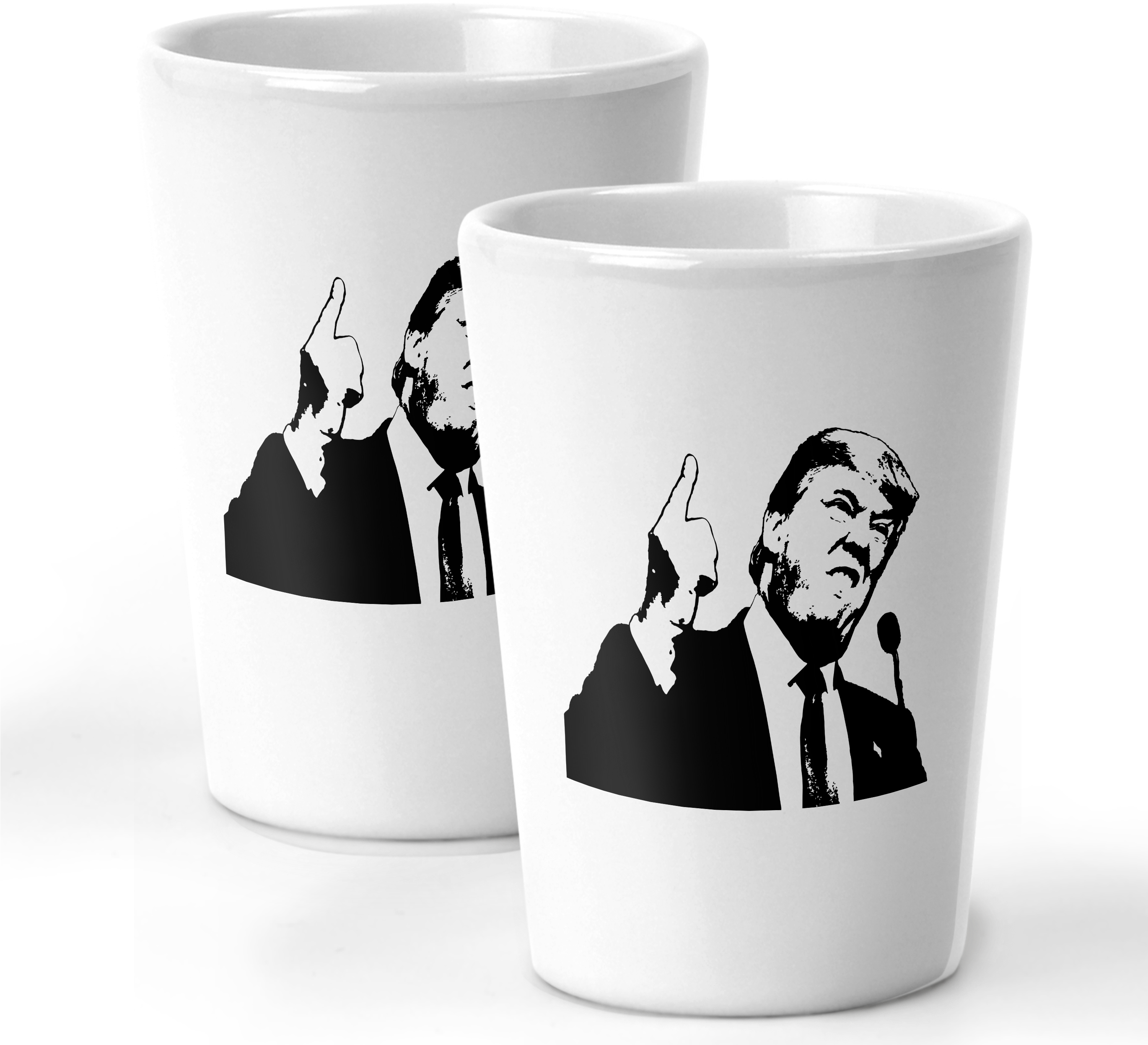 Funny Trump Portrait Pair Of Shot Glasses Custom Oz - Trump Finger Trump Finger Large Mug (3000x3125), Png Download