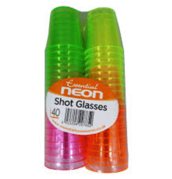 40 Neon Shot Glasses - Glasses 40 Colourful Neon Disposable Plastic Shot Cups (569x366), Png Download