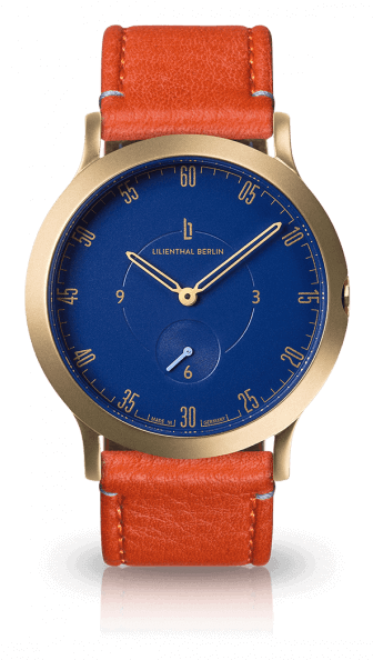 Gold Blue Flame - Lilienthal Berlin - Unisex Watch With Golden Case (340x600), Png Download