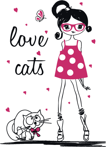 Vinilos Silueta Mujer Love Cats - Caroline Gardner Happy Birthday Lovely Card (650x650), Png Download