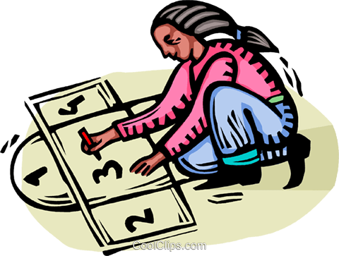 Girl Playing Hopscotch Royalty Free Vector Clip Art - Clip Art (480x363), Png Download