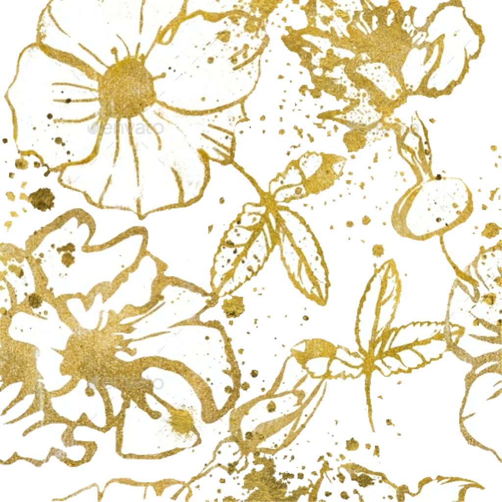 Floral Gold Metallic Goldglitter Flowers Background - Goldglitter (1024x1024), Png Download