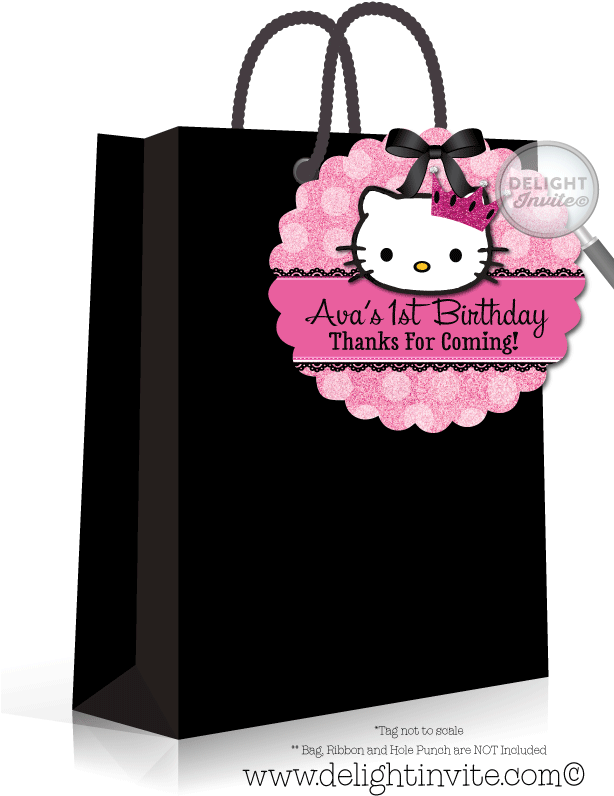 Hello Kitty Party Favor Tags - Thanks Card Hello Kitty (613x822), Png Download