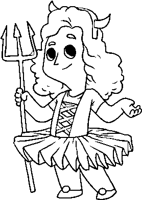 Demon Little Girl Costume Coloring Page - Drawing (600x470), Png Download