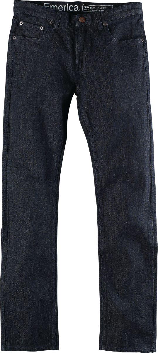 Pure Slim Denim - Emerica Pure Slim Denim, Man, Color: Indigo Raw, Size: (539x1200), Png Download
