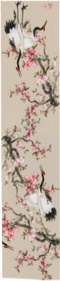 Crane & Apple Blossom Scarf - Cherry Blossom (516x460), Png Download