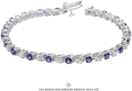 Sapphire And Diamond Line Bracelet - Pearl Necklace (580x387), Png Download