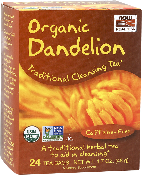 Dandelion Tea, Organic - Now Foods - Cleansing Herbal Tea Dandelion - 24 Tea (620x756), Png Download