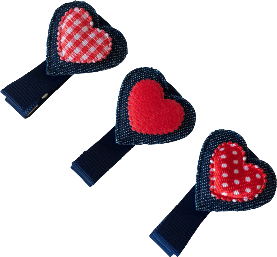 Red Heart Hair Clips (1000x1000), Png Download