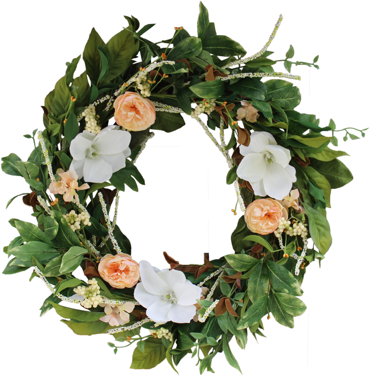 Image - Wreath Depot Magnolia Bloom Silk Spring Door Wreath (1280x1280), Png Download
