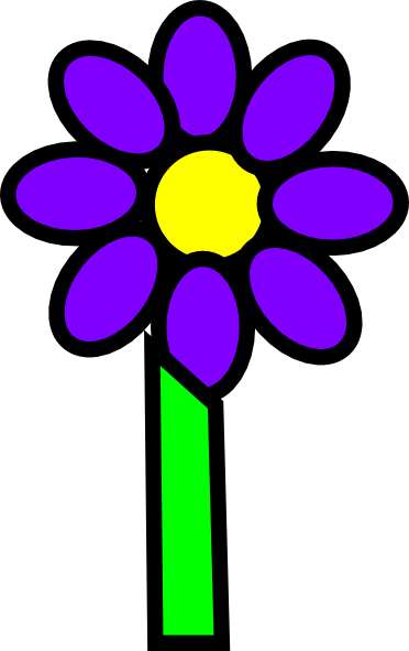 Purple Flower With Stem Clip Art - Clip Art (372x591), Png Download