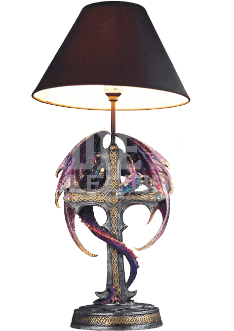 Purple Dragon On Cross Table Lamp - Dragon Lamps (662x662), Png Download