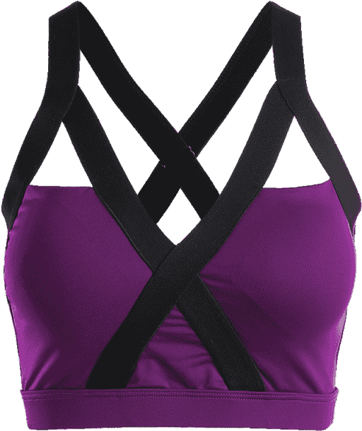 Cut Top Sporty Out Bandage L Cross Back Purple Bw6awepn - Brassiere (558x744), Png Download