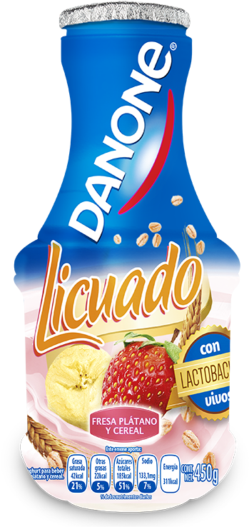 Danone Licuado Plátano Cereal, 450g - Danone Strawberry Drinkable Yogurt, 7.7 Oz (400x748), Png Download