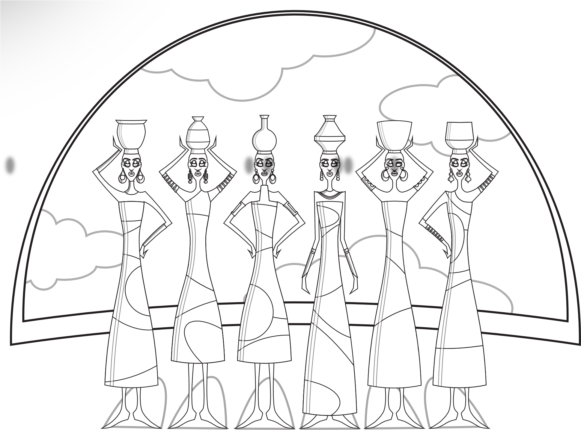 African Women Vessels Black White Art Viscious Speed - Ontario (1969x1467), Png Download