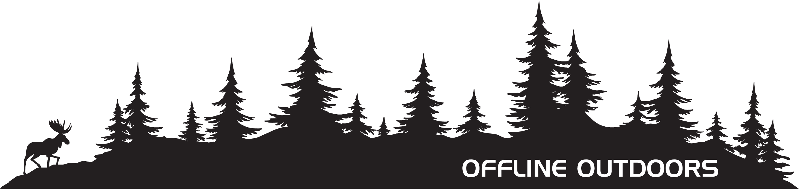 Pine Tree Forest Decals - Black And White Pine Tree (2701x640), Png Download