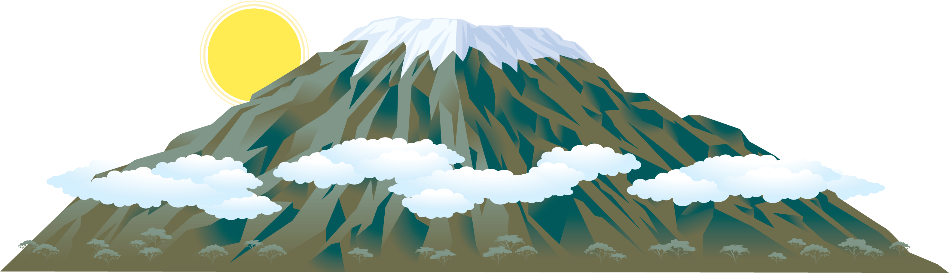 Everest Png Pic - Mount Kilimanjaro Clipart (3344x1088), Png Download