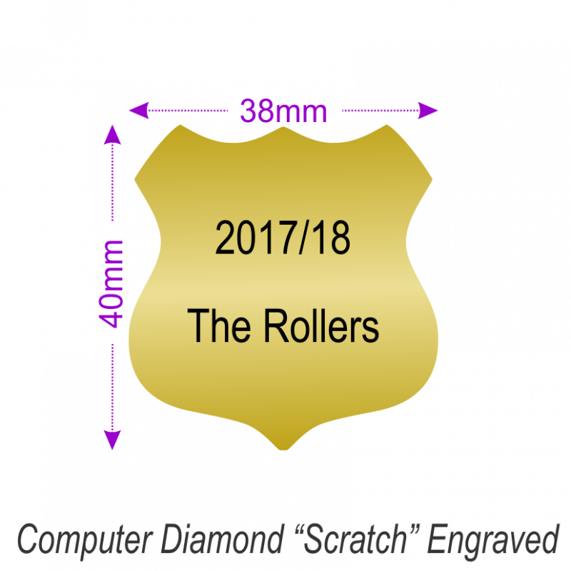 Gold 38mmx40mm Engraved Aluminium Metal Shield (800x800), Png Download