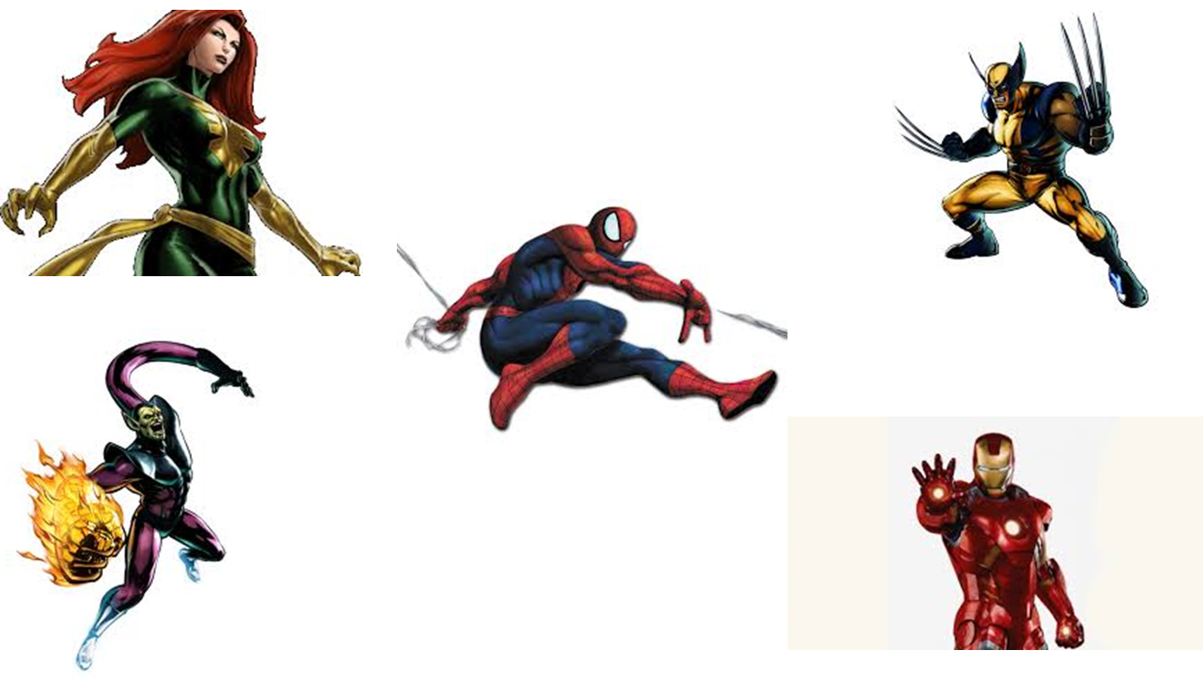 All Heroes - Marvel Top 5 (1355x768), Png Download