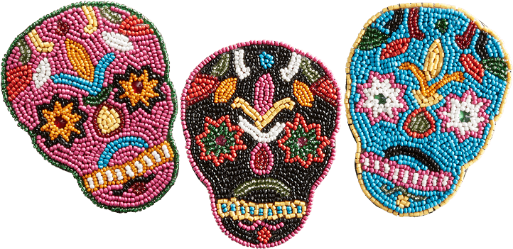 Dia De Los Muertos Skeleton Beads - Bead (722x351), Png Download