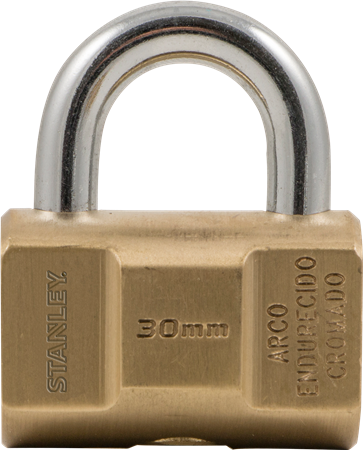 1 - Stanley Barrel Brass Padlock 30 Mm,3 Keys,s742-045,lock,shackle-lock (363x450), Png Download
