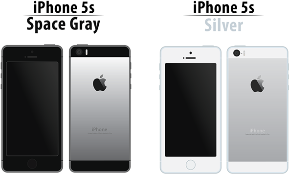 Iphone 5s Gray And Silver (600x365), Png Download