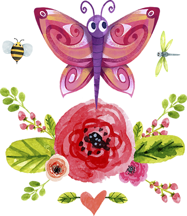 Vinilo Mariposa Infantil - Cute Bee Butterfly Dragonfly Ladybug Throw Blanket (374x431), Png Download
