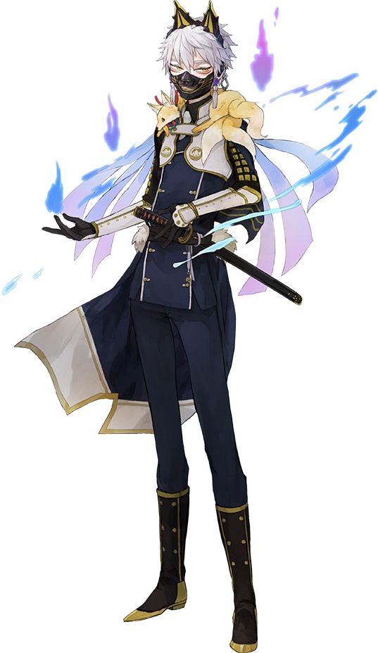 Anime Suit, Shoulder Armor, Fox Ears, Black Gloves, - Touken Ranbu Nakigitsune Kiwame (537x927), Png Download