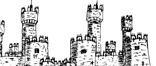 Castle Clipart Black And White (600x253), Png Download