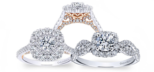 We Offer Traditional And Contemporary Engagement Rings - 14k White/rose Gold Round Double Halo Engagement Ring (530x250), Png Download
