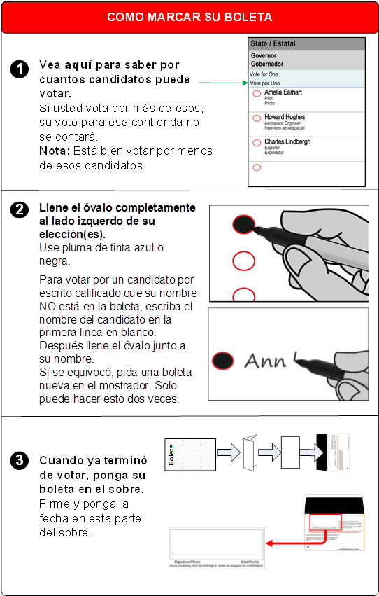 Instrucciones Para Votar Por Correo - Monterey County Elections (542x863), Png Download
