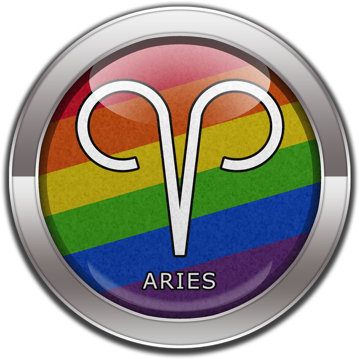 Aries Horoscope Symbol On Round Lgbt Rainbow Pride - Aries - Lgbt Pride Rainbow Round Car Magnet (800x800), Png Download