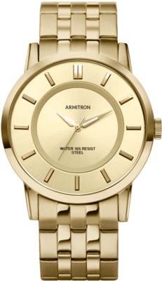 Gold Tone Stainless Steel Analog Watch 42mm / Gold - Men's Armitron Resin Sport Watch 20-4962bkgp Gold/black (280x480), Png Download