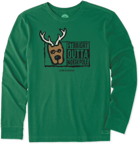 Men's Straight Outta North Pole Long Sleeve Crusher - Sweatshirt (570x592), Png Download