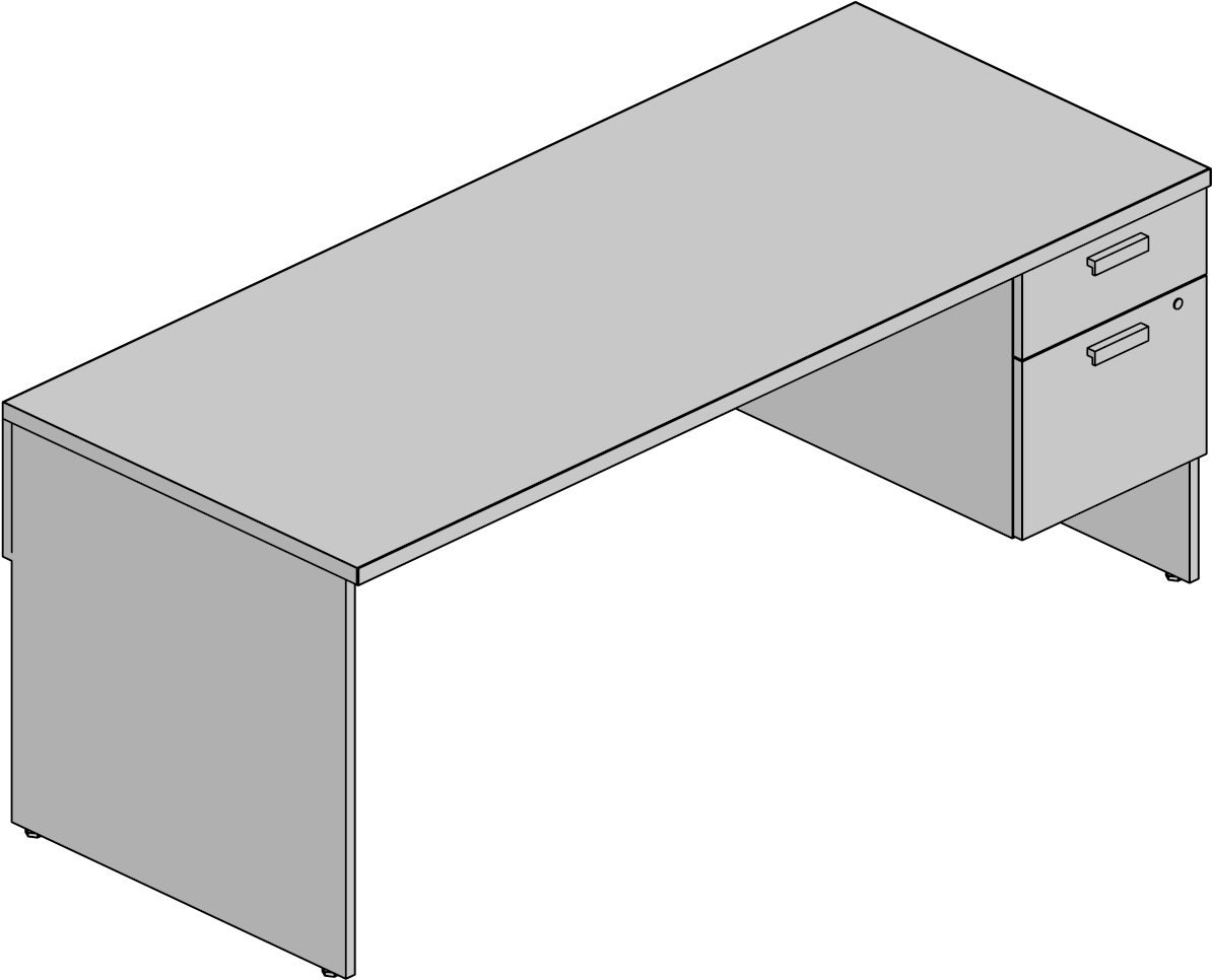 Desk-sgl Ped,hpl,3/4h Ped,rh,30x72, - Coffee Table (1200x1200), Png Download