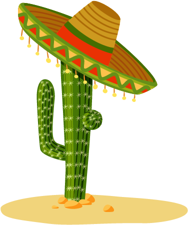 Vinil Para Recámara Infantil Sombrero Mexicano - Sombrero Mexicano Dibujo (375x456), Png Download